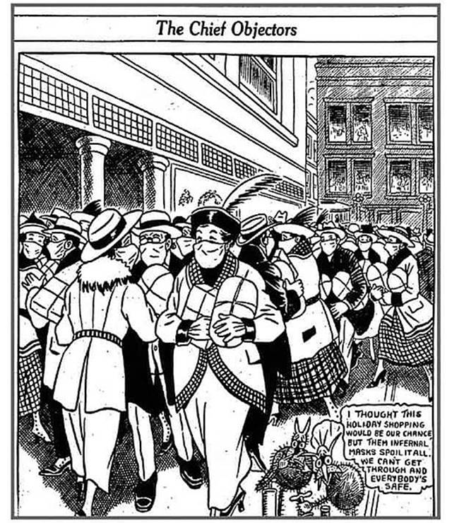 A political cartoon from the 1918 flu pandemic.